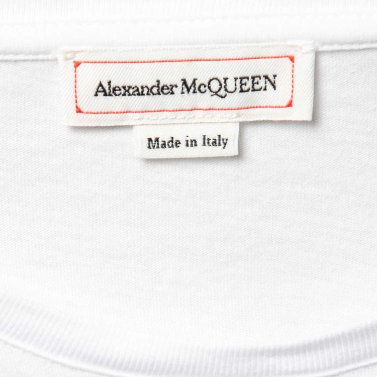 Pre Owned Alexander McQueen White Floral Skull Print Cotton T-Shirt S