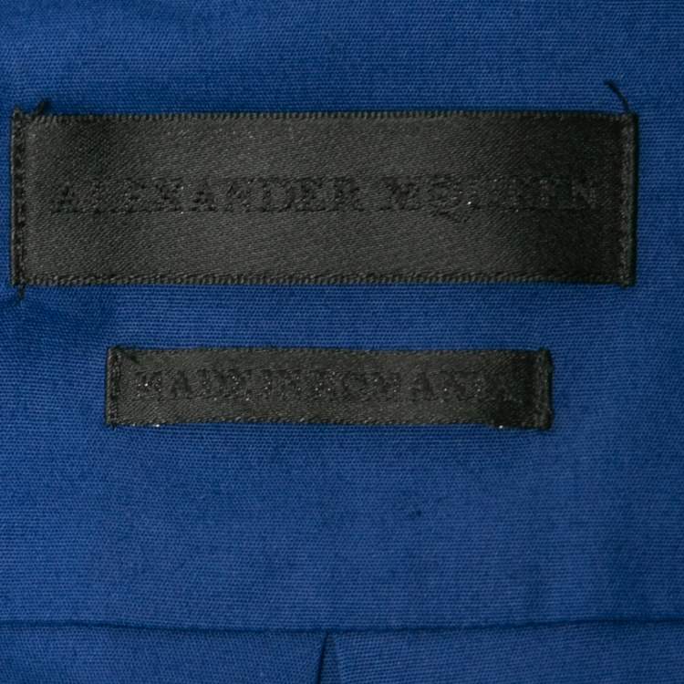 Pre Owned Alexander McQueen Blue Cotton Short Sleeve Button Down Shirt L