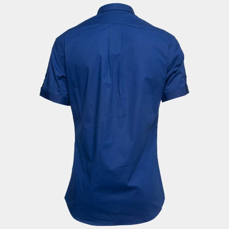 Tシャツ・カットソー alexander mcqueen Blue Shirt with Buttons in Cotton Man Alexander McQueen Blue Cotton Short Sleeve Button Down Shirt