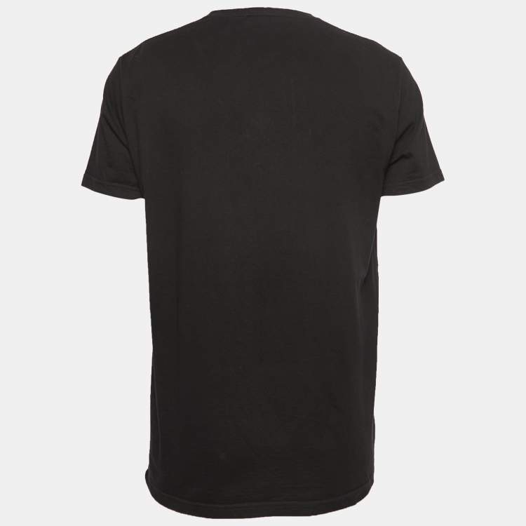 Pre Owned Alexander McQueen Black Cotton Graffiti Logo T-Shirt L