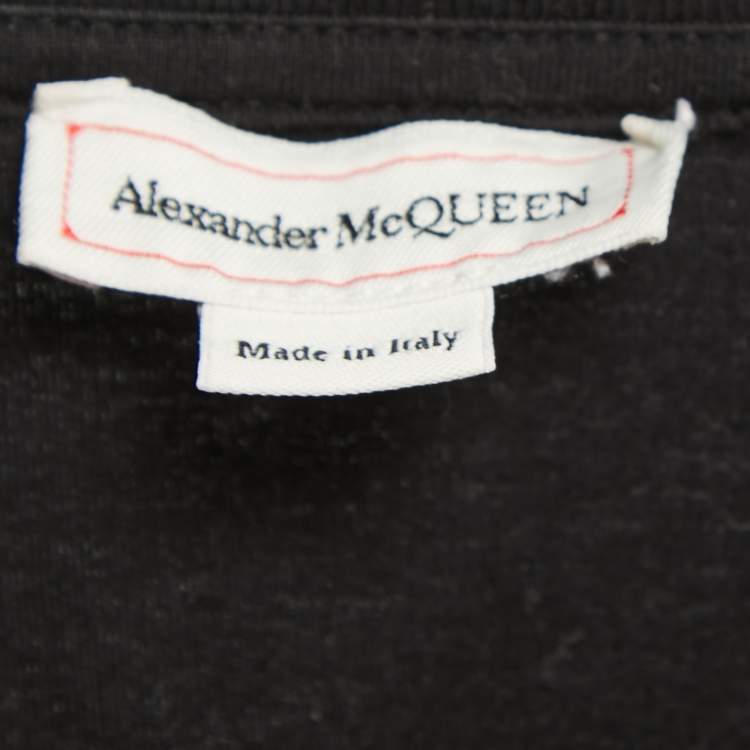 Pre Owned Alexander McQueen Black Cotton Graffiti Logo T-Shirt L