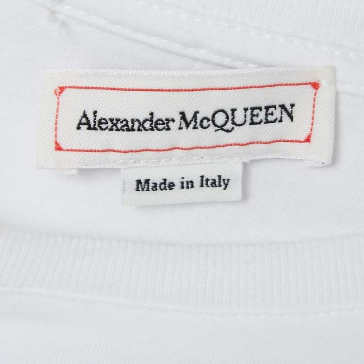 Pre Owned Alexander McQueen White Cotton Graffiti Logo T-Shirt L