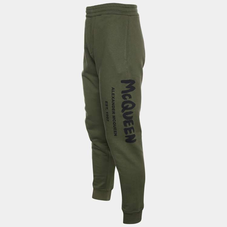 Pre Owned Alexander McQueen Green Cotton Knit Jogger Pants M