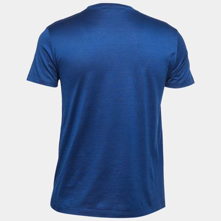 Pre Owned Alexander McQueen Blue Skull Print Cotton Crew Neck T-Shirt S