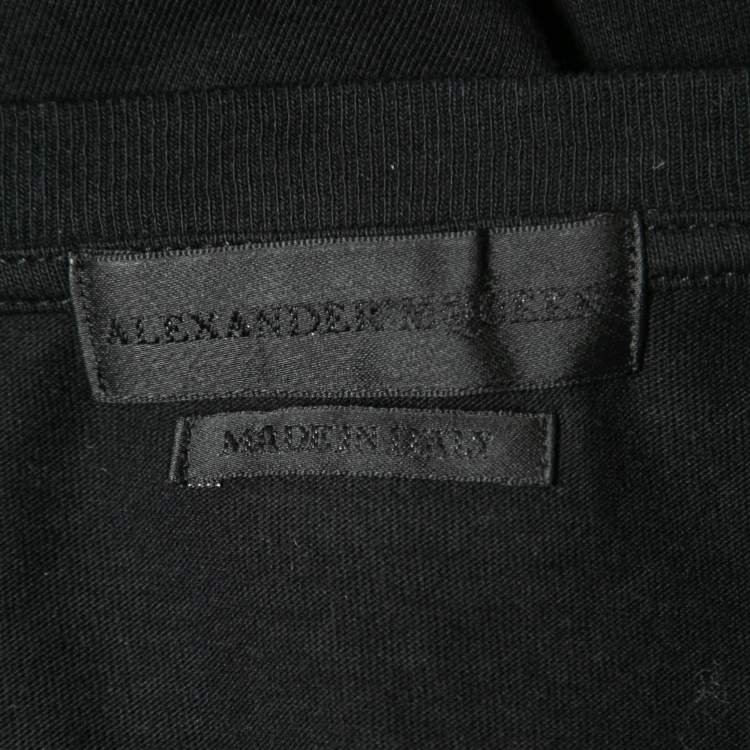 Pre Owned Alexander McQueen Black Contrast Slash Print Cotton T-Shirt S