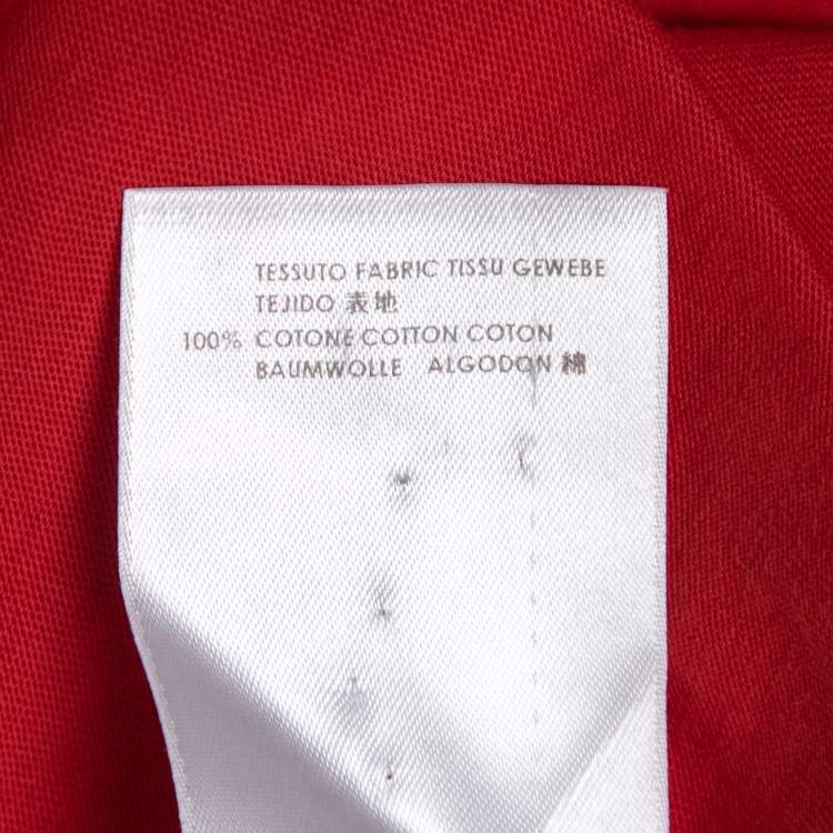 Pre Owned Alexander McQueen Red Ornamental Skull Print Cotton T-Shirt S