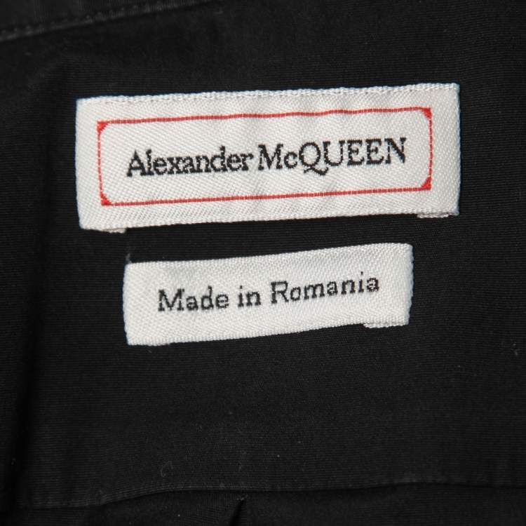 Pre Owned Alexander McQueen Black Cotton Half Sleeve Shirt XS