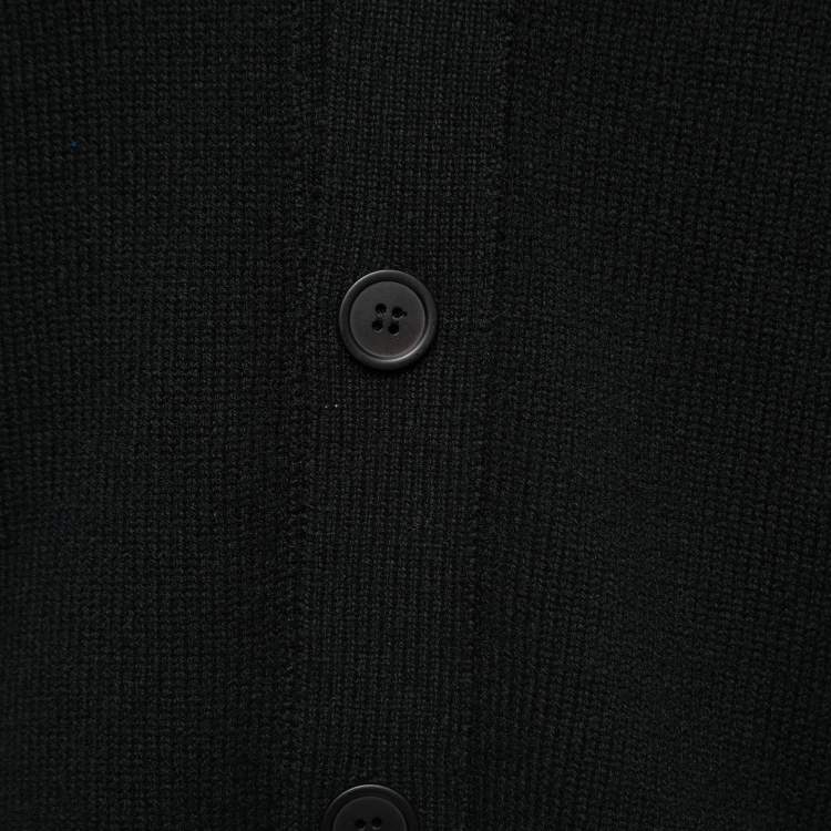 Pre Owned Alexander McQueen Black Wool Cutout Detail Button Front Cardigan S