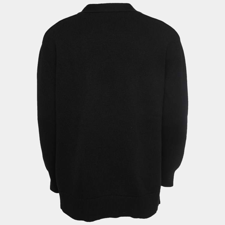 Pre Owned Alexander McQueen Black Wool Cutout Detail Button Front Cardigan S