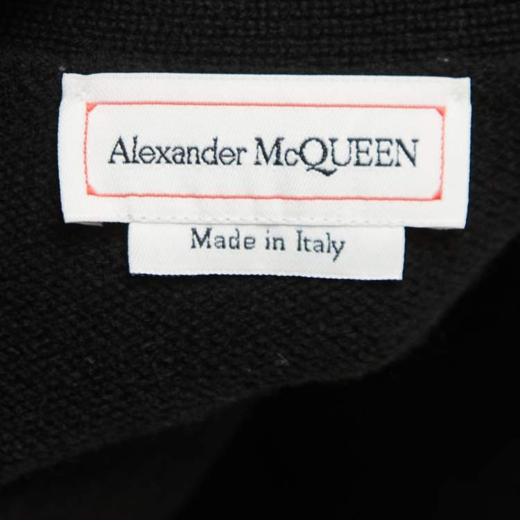 Pre Owned Alexander McQueen Black Wool Cutout Detail Button Front Cardigan S