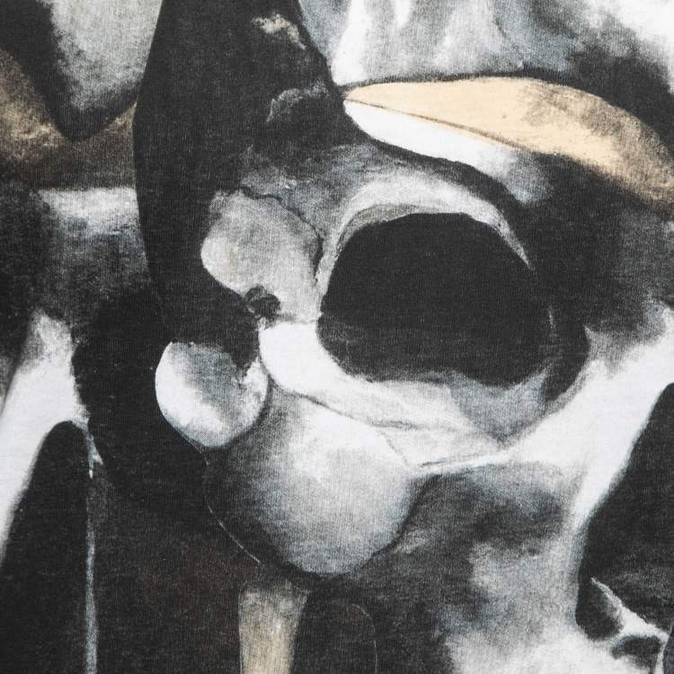 Pre Owned Alexander McQueen White Skull Print Cotton Crew Neck T-Shirt XS