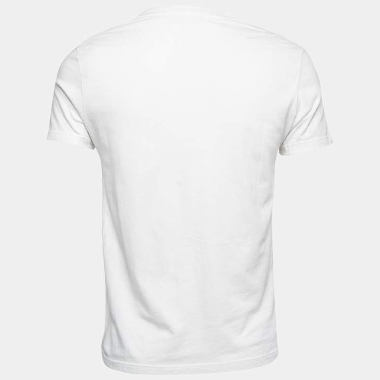 Pre Owned Alexander McQueen White Skull Print Cotton Crew Neck Half Sleeve T-Shirt S