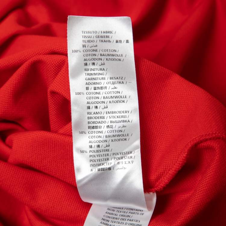 Pre Owned Alexander McQueen Red Cotton Pique Logo Patch Polo T-Shirt L