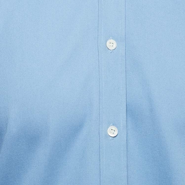 Pre Owned Alexander McQueen Blue Cotton Button Front Full Sleeve Shirt M