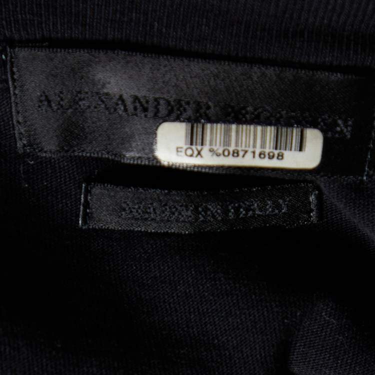 Pre Owned Alexander McQueen Black Legendary Creature Embroidered Cotton Knit T-Shirt XL