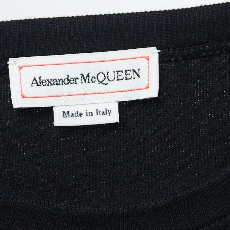 Pre Owned Alexander McQueen Black Skull & Screws Print Cotton T-Shirt XS