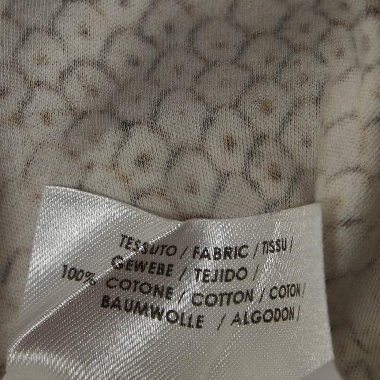 Pre Owned Alexander McQueen Cream Snake Print Skull Front Cotton Half Sleeve T-Shirt S