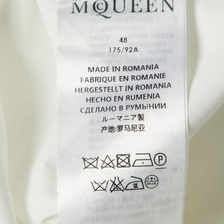 Pre Owned Alexander McQueen White Cotton Short Sleeve Shirt M