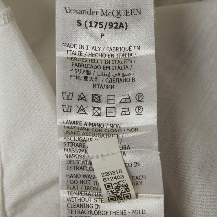 Pre Owned Alexander McQueen White Logo Embroidered Cotton T-Shirt S