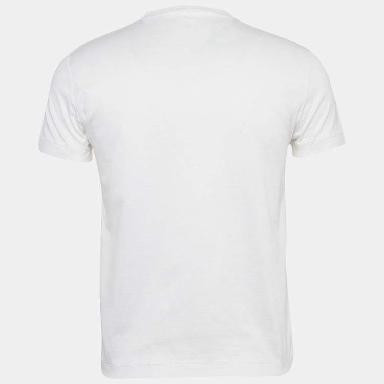 Pre Owned Alexander McQueen White Logo Embroidered Cotton T-Shirt S