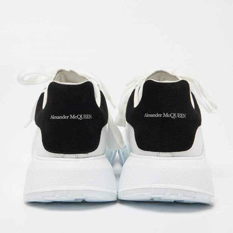 Pre Owned Alexander McQueen White/Black Leather And Suede Oversized Sneakers Size 39