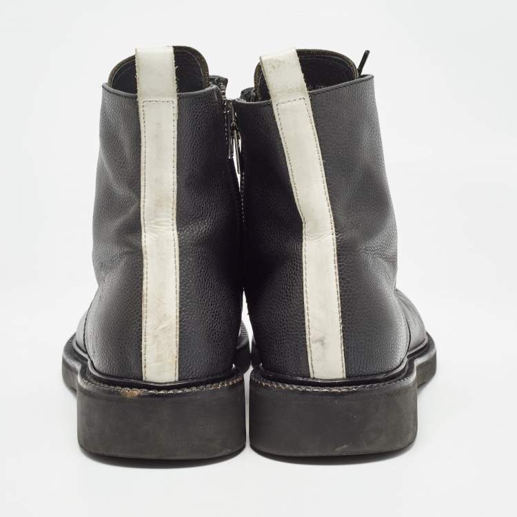 Pre Owned Alexander McQueen Black Leather Ranger Boots Size 41