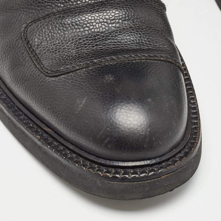 Pre Owned Alexander McQueen Black Leather Ranger Boots Size 41