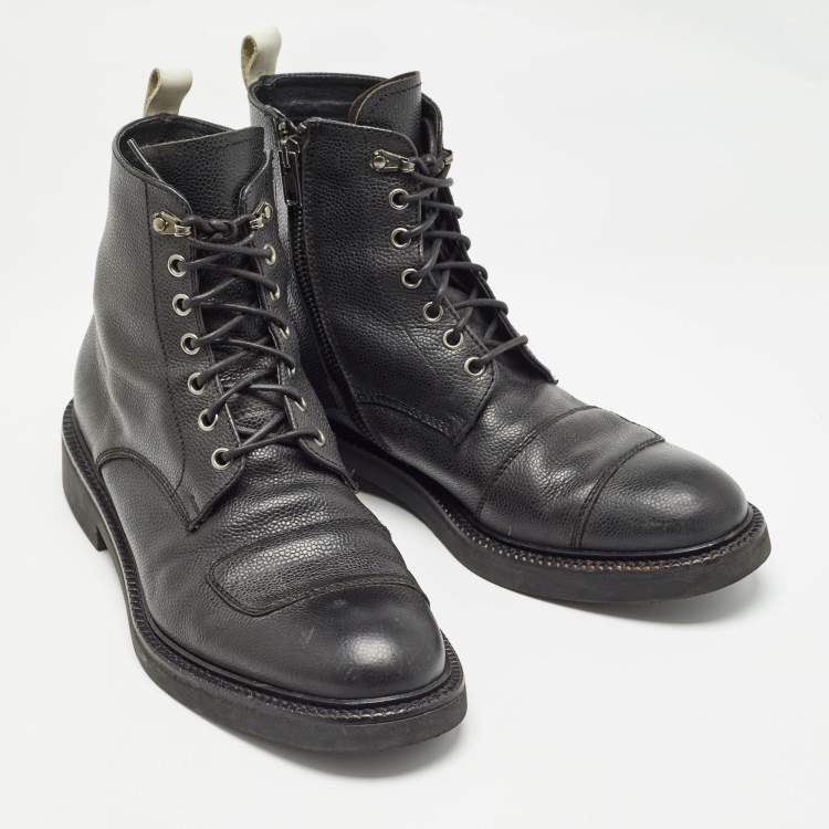 Pre Owned Alexander McQueen Black Leather Ranger Boots Size 41