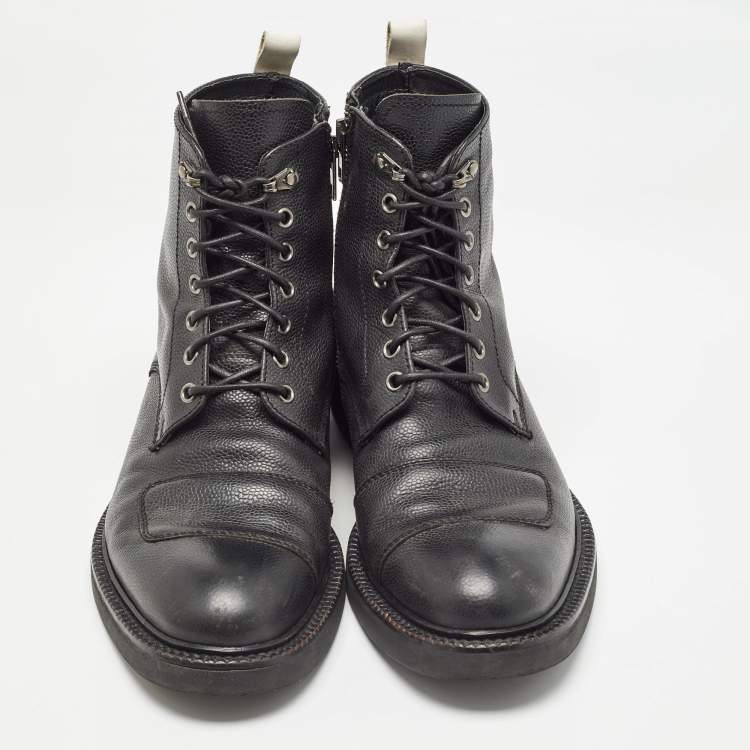 Pre Owned Alexander McQueen Black Leather Ranger Boots Size 41