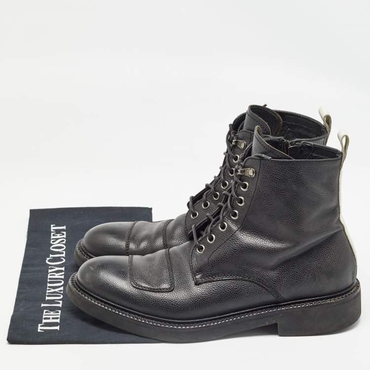 Pre Owned Alexander McQueen Black Leather Ranger Boots Size 41