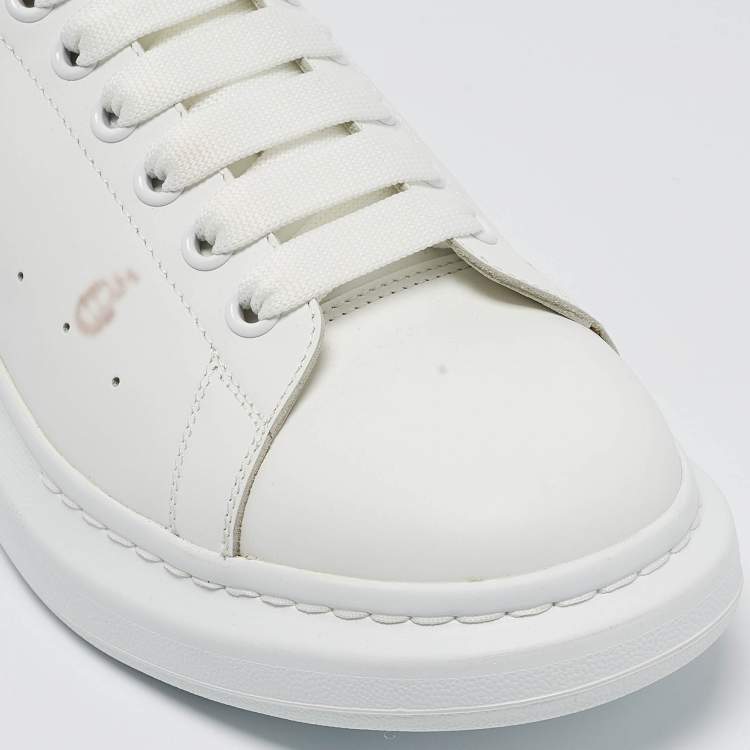 Pre Owned Alexander McQueen White/Blue Leather and Suede Oversized Sneakers Size 43
