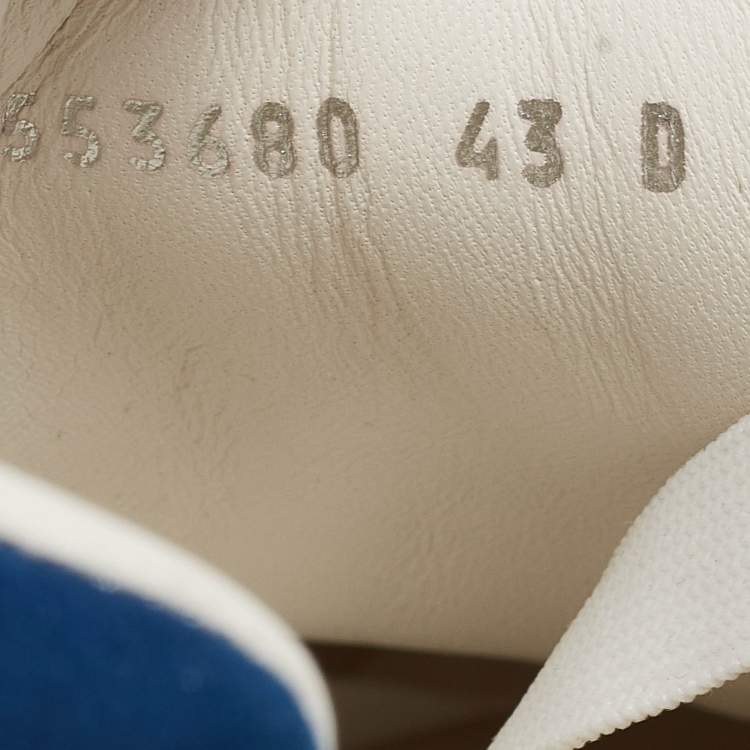 Pre Owned Alexander McQueen White/Blue Leather and Suede Oversized Sneakers Size 43