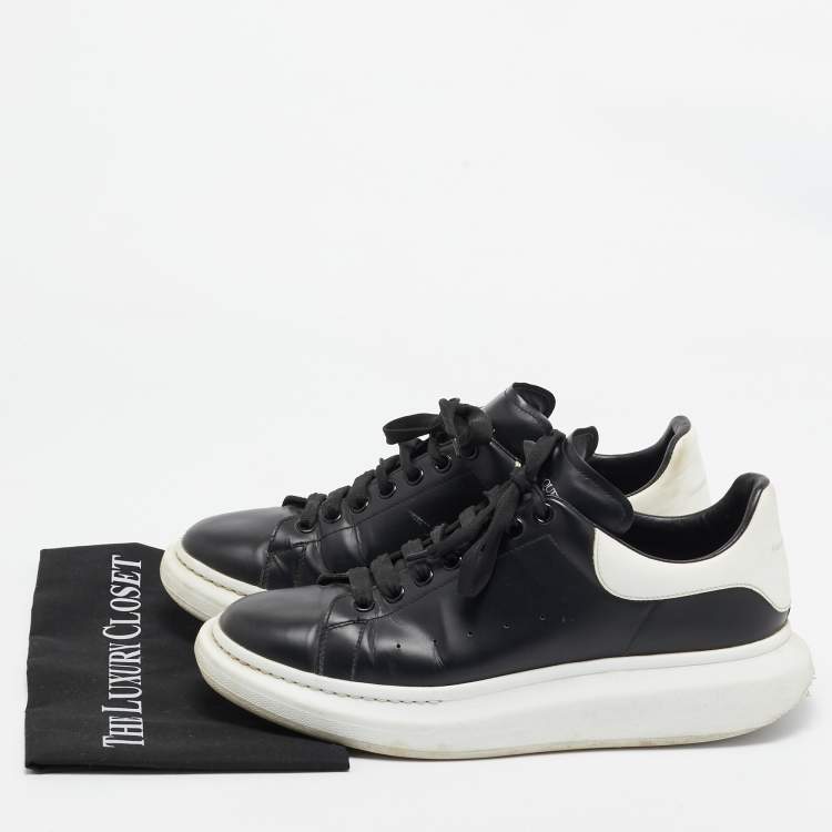Pre Owned Alexander McQueen Black/White Leather Oversized Sneakers Size 45