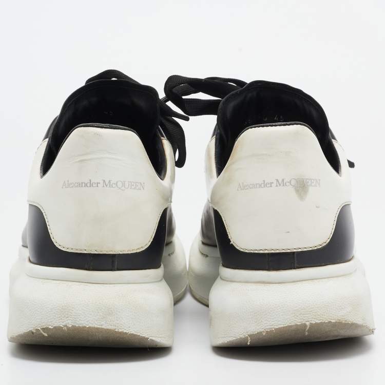 Pre Owned Alexander McQueen Black/White Leather Oversized Sneakers Size 45