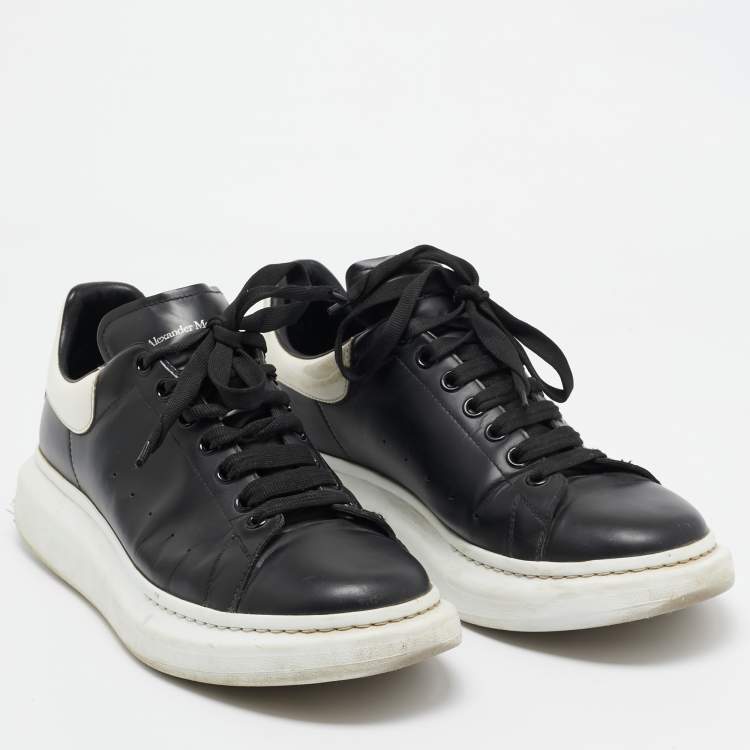 Pre Owned Alexander McQueen Black/White Leather Oversized Sneakers Size 45