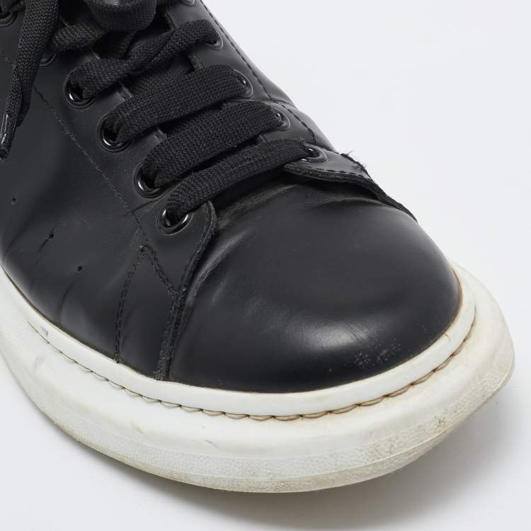 Pre Owned Alexander McQueen Black/White Leather Oversized Sneakers Size 45