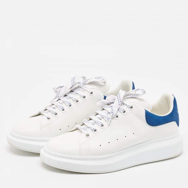 Alexander McQueen White Blue Leather and Suede Oversized Sneakers Size 43 Alexander McQueen TLC