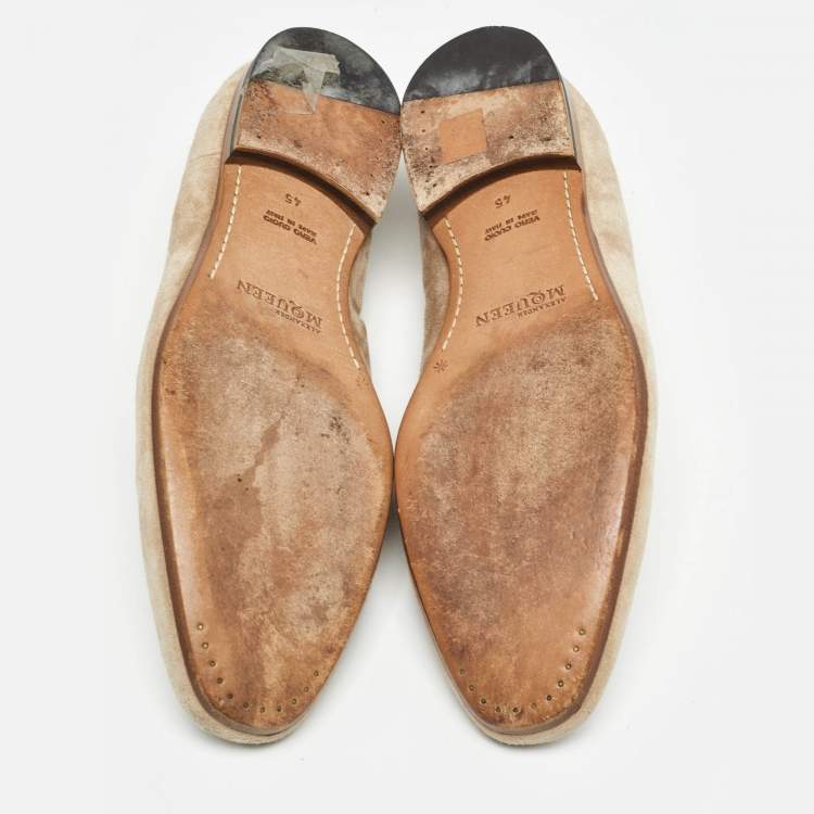 Pre Owned Alexander McQueen Beige Suede Tassel Accents Loafers Size 45