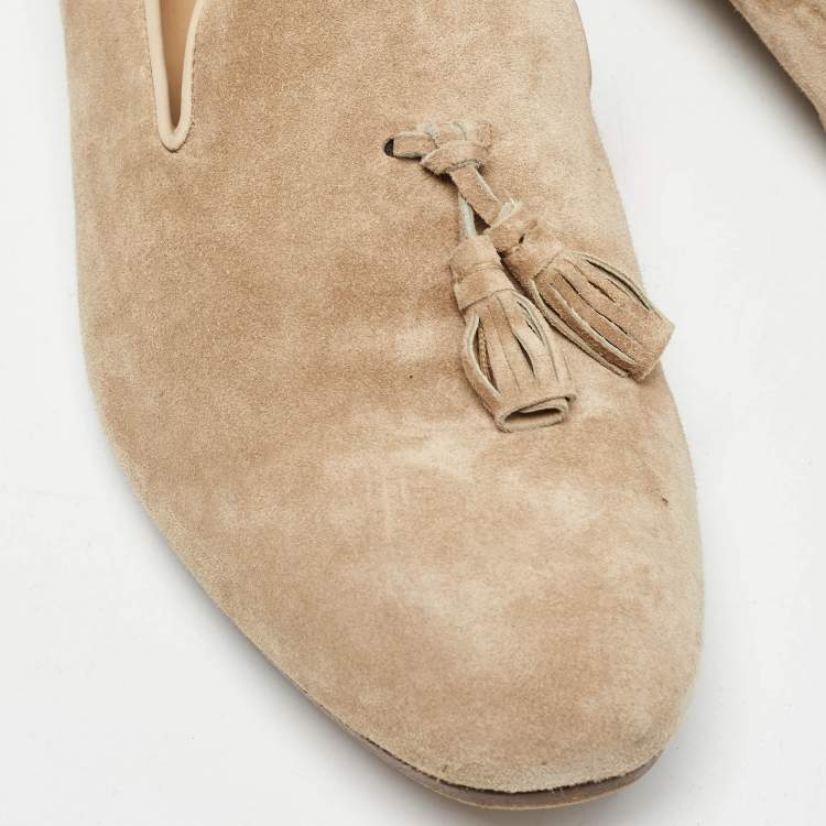Pre Owned Alexander McQueen Beige Suede Tassel Accents Loafers Size 45