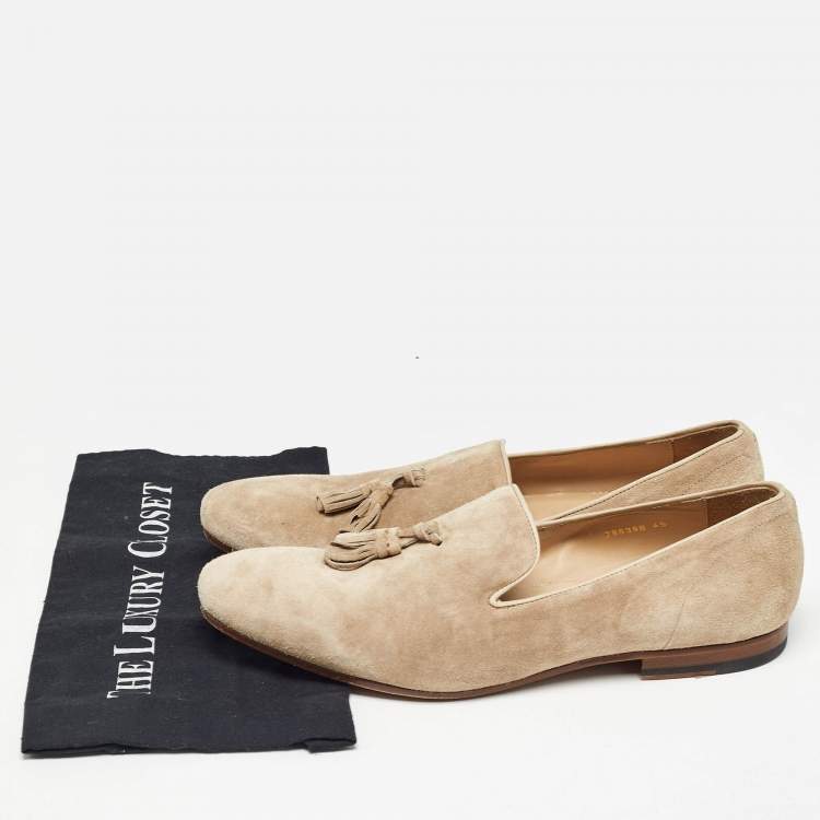 Pre Owned Alexander McQueen Beige Suede Tassel Accents Loafers Size 45