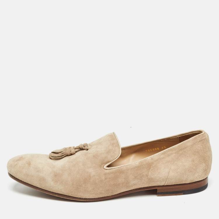 Pre Owned Alexander McQueen Beige Suede Tassel Accents Loafers Size 45