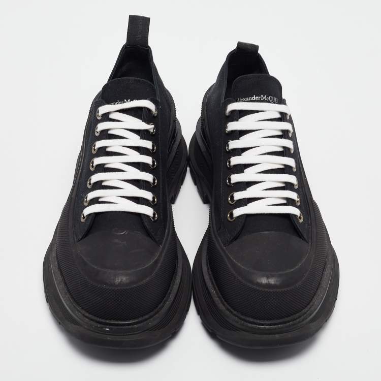 Pre Owned Alexander McQueen Black Lace Up Sneakers Size 42