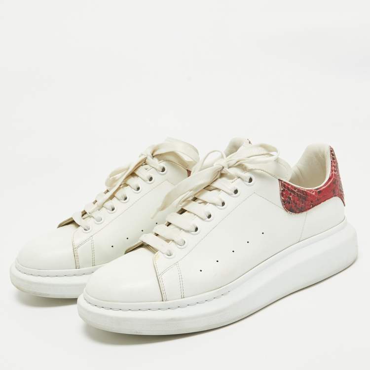 Pre Owned Alexander McQueen White/Red Leather Oversized Low Top Sneakers Size 45