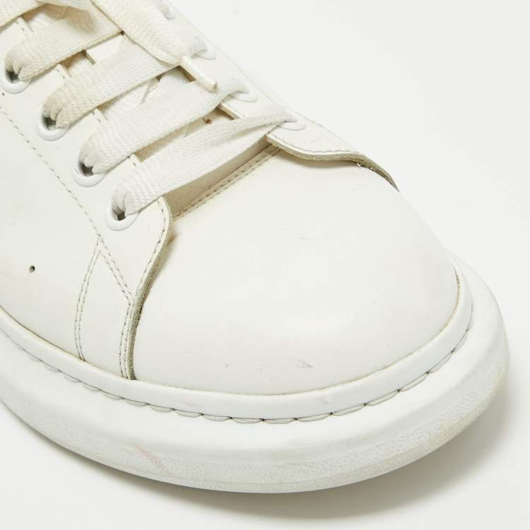 Pre Owned Alexander McQueen White/Red Leather Oversized Low Top Sneakers Size 45