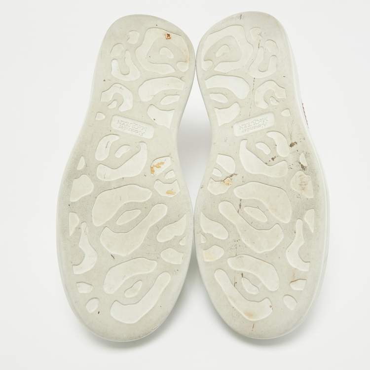 Pre Owned Alexander McQueen White/Red Leather Oversized Low Top Sneakers Size 45