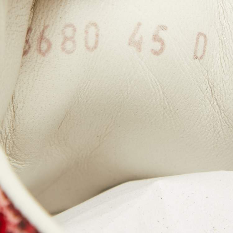 Pre Owned Alexander McQueen White/Red Leather Oversized Low Top Sneakers Size 45