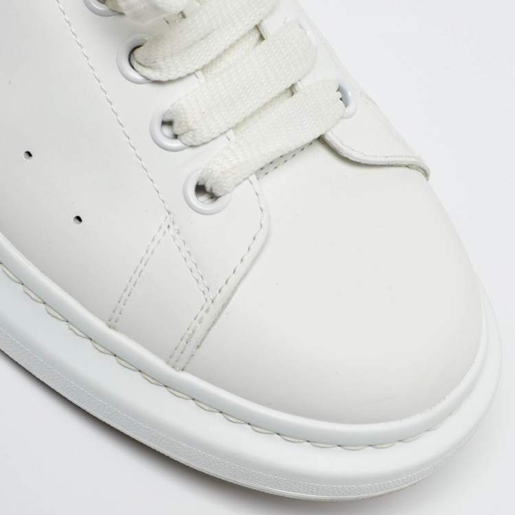 Pre Owned Alexander McQueen White Leather Oversized Lace Up Sneakers Size 44