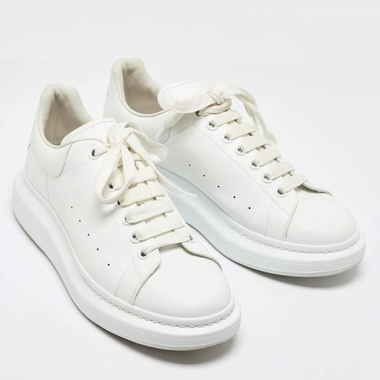 Pre Owned Alexander McQueen White Leather Oversized Lace Up Sneakers Size 44