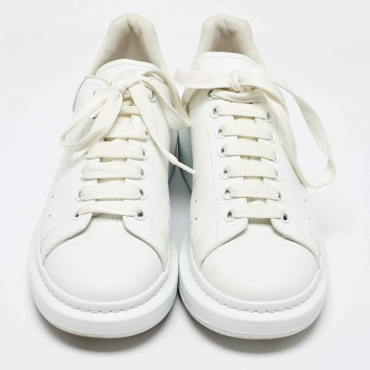 Pre Owned Alexander McQueen White Leather Oversized Lace Up Sneakers Size 44