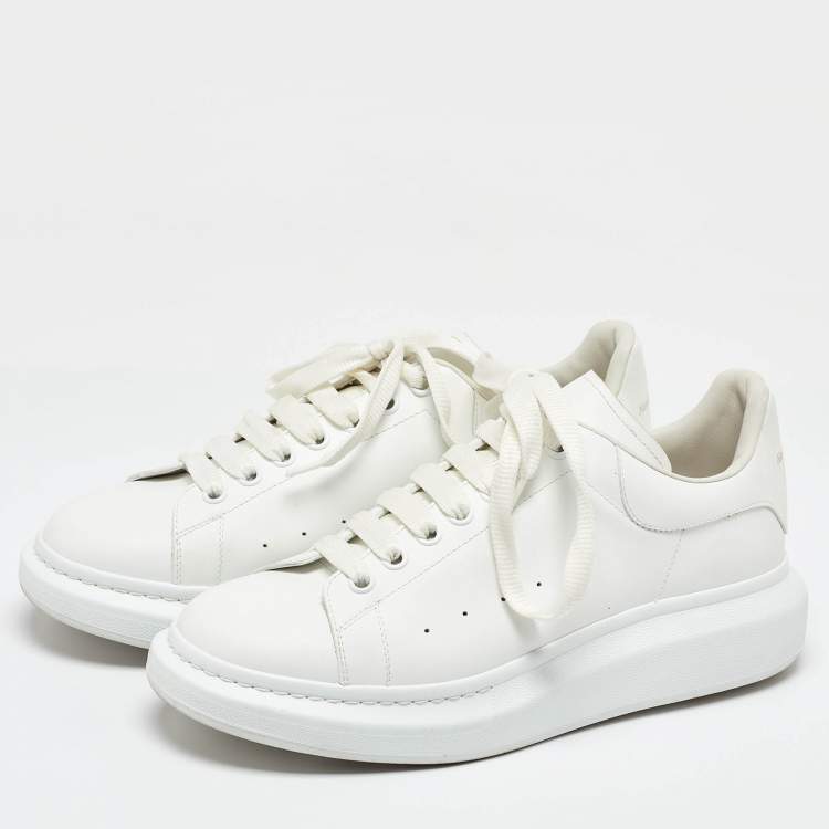 Pre Owned Alexander McQueen White Leather Oversized Lace Up Sneakers Size 44